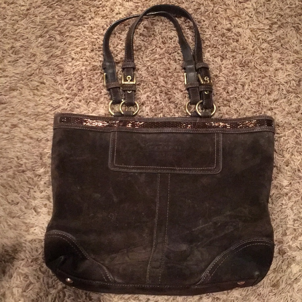 Coach brown suede handbag